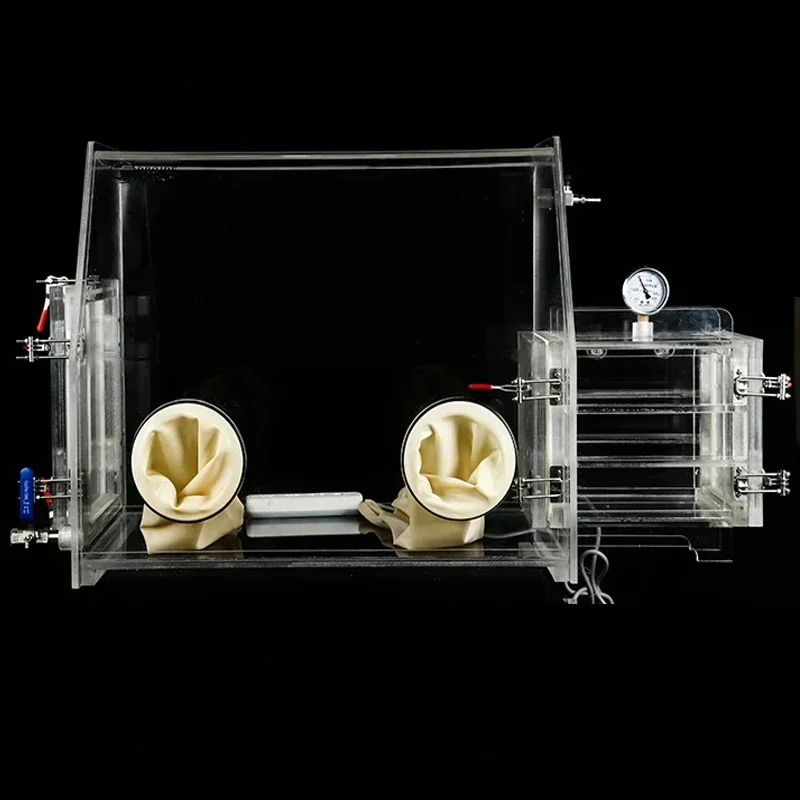 GS-008 Chemistry Equipment Bench-top Acrylic Vacuum Glove Box   for Comfortable Operation with Two Working Gloves