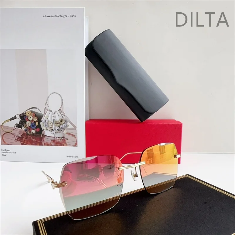 

04689O Butterfly Big Frame Rimless Female Sunglasses Alloy Metal Eyewear Male Sunglasses Special Design Shades For Travel