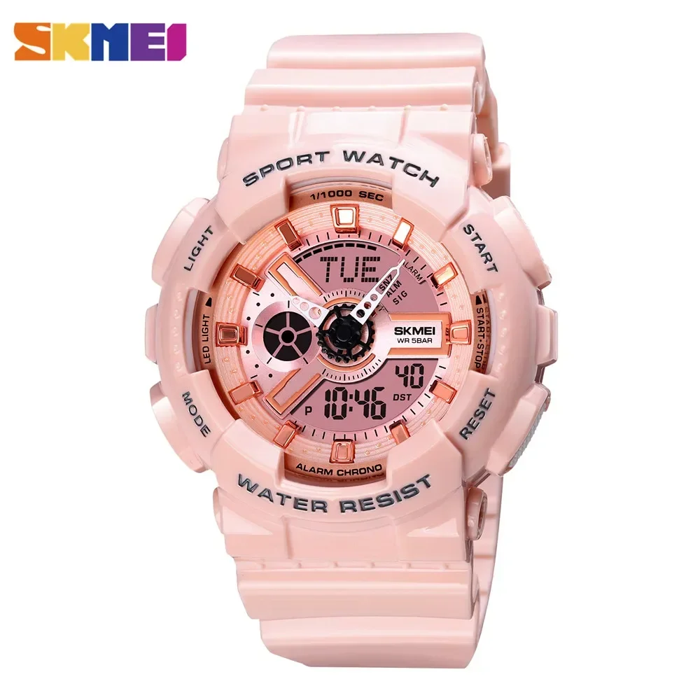 SKMEI 1834 LED Dual Display Digital Mens Womens Sports Wristwatches Waterproof Shockproof Watch for Men Woman Quartz Clock 1835