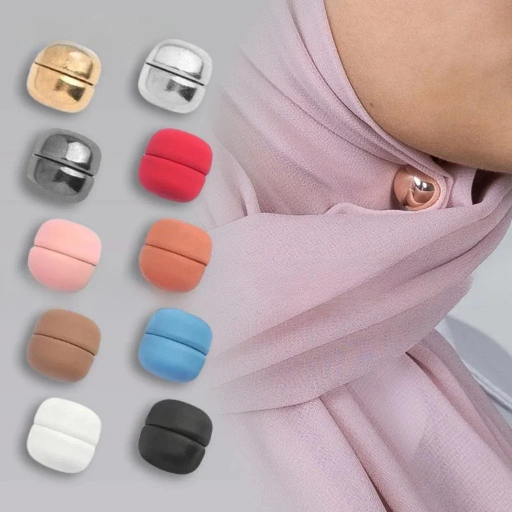 5 Paar Modische Magnet-Hijab-Nadeln für Damen, Magnetische Knöpfe für Schals, Magnetische Brosche, Kopftuch-Accessoires – Detail 4