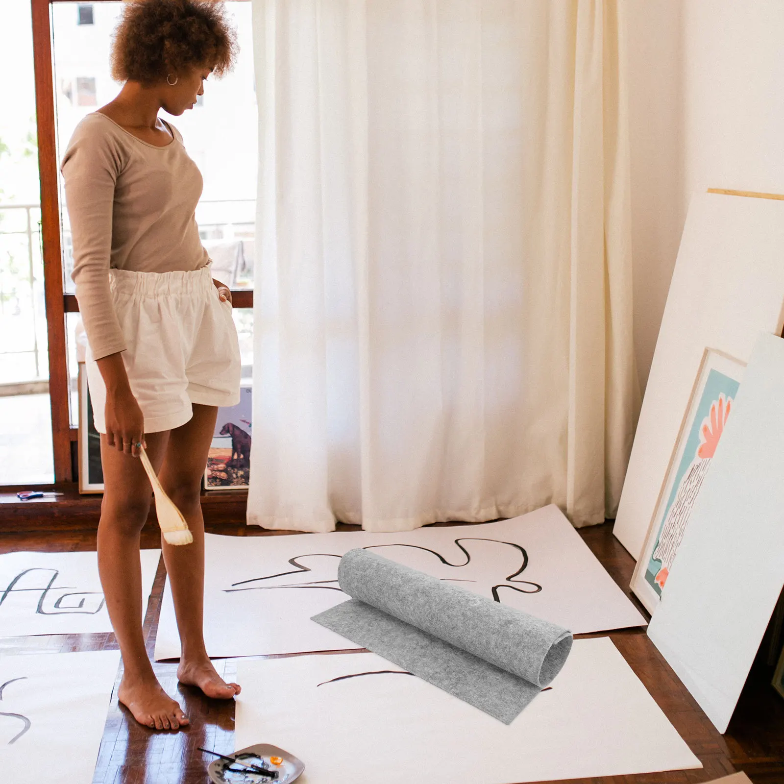 

Calligraphy Writing Felt Mat Thick 5mm Chinese Ink Painting Desk Pad Soft Non-Slip Surface for Painting Practice 80x60cm