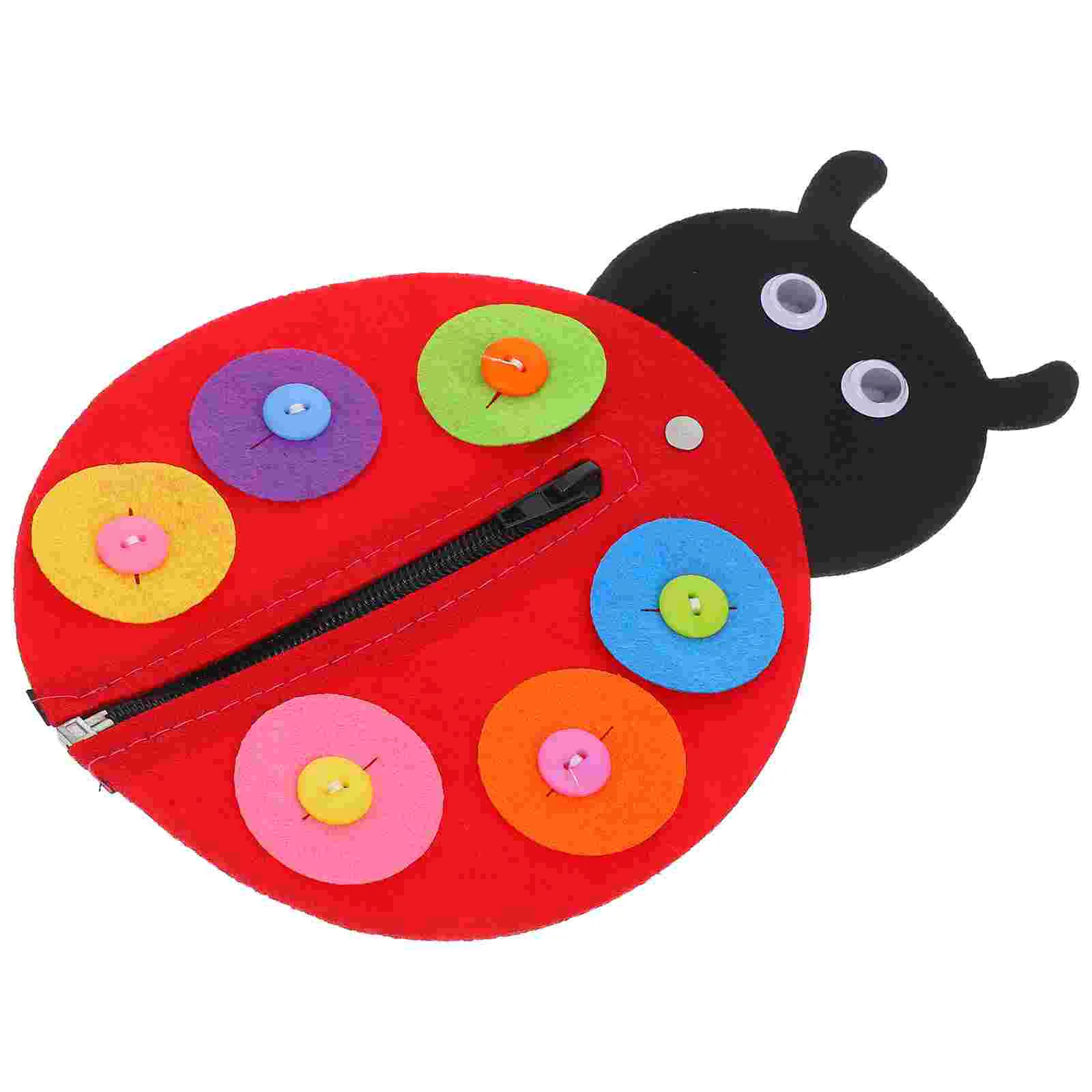 1pcs Children\'s Felt Non-woven Educational Toy Ladybird Zipper Sewing Buttons Game Kindergarten DIY Weave Cloth Handmade Toys