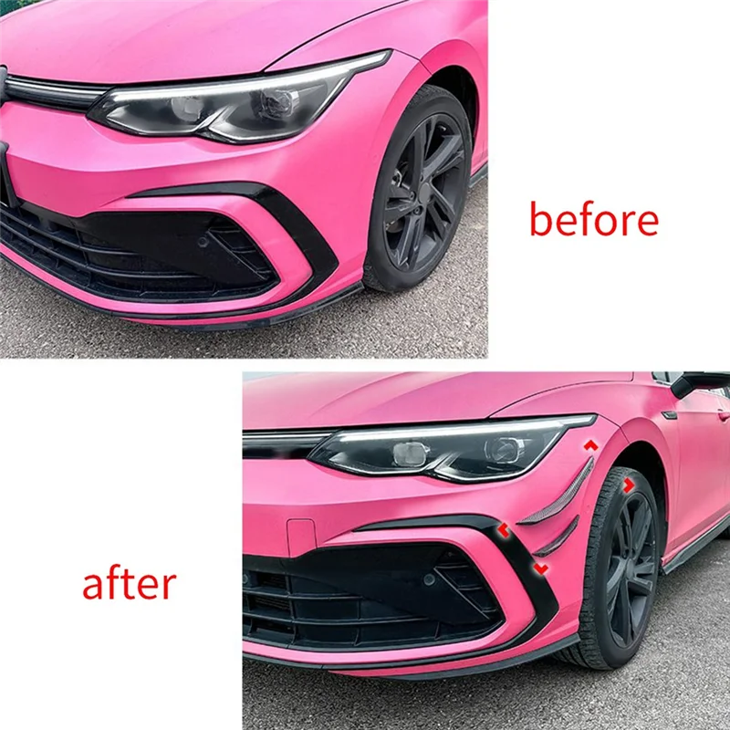 

Classy-Car Carbon Fiber Front Bumper Side Splitter Spoiler Trim Fog Light Canard Parts For VW Golf MK8 Standard GTI Rline 2021-2