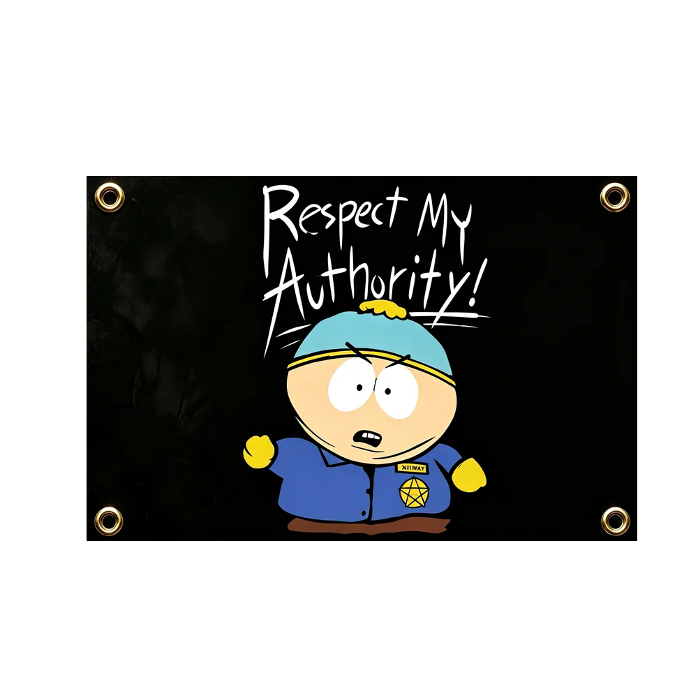 Respect My Authority Tapestry Flag 2x3ft 3x5ft Cartoon Polyester Banner For Bedroom Dorm Man Cave Meme Wall Hanging Home Decor