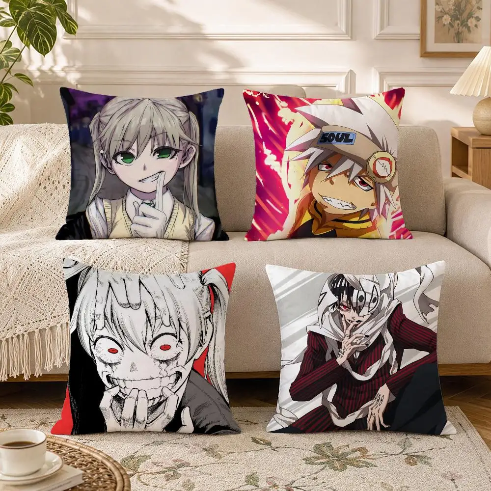 Anime SOUL EATER Cushion Cover Soft Square Throw Pillow Covers Set for Sofa Bedroom Car Home Decoration