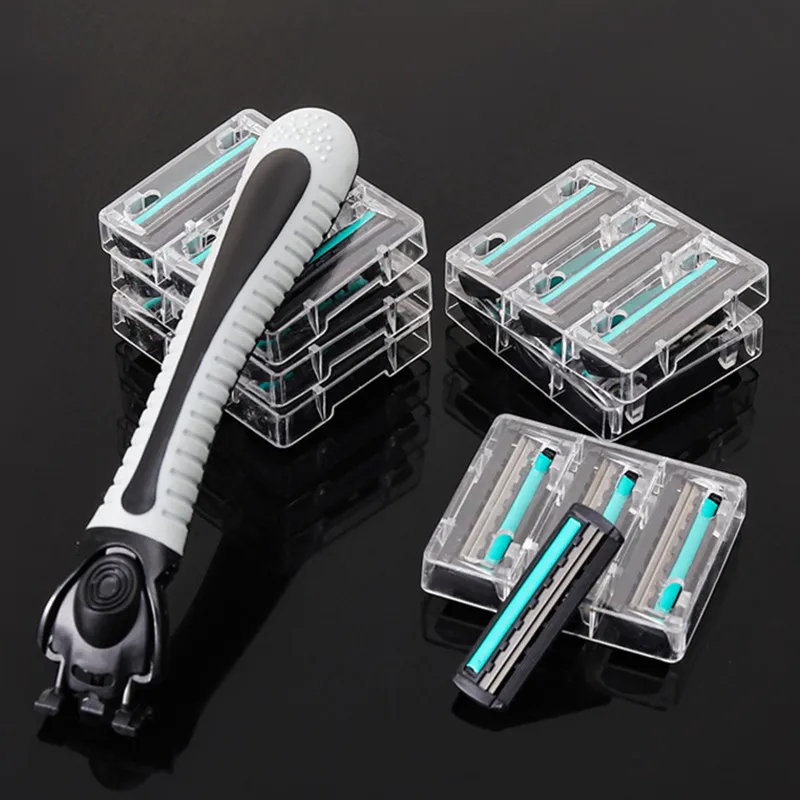 ماكينة حلاقة كلاسيكية ذات حافةين آمنة للحلاقة للرجال وشفرة حلاقة يدوية للنساء تحل محل شفرات الحلاقة المريحة للرأس