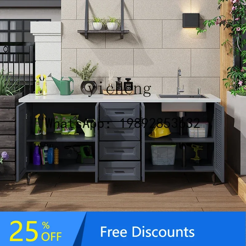 AA  outdoor courtyard washbasin integrated  cabinet aluminum alloy outdoor balcony laundry pool