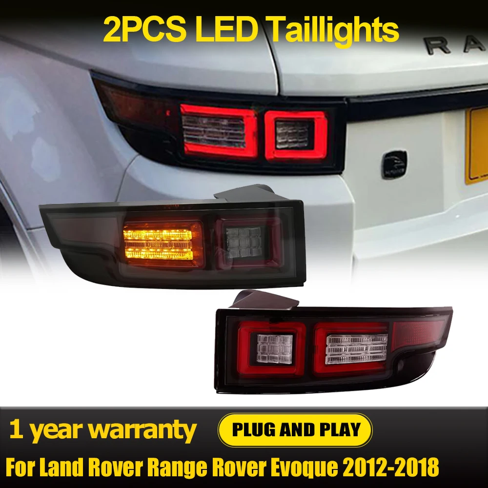 2pcs Car LED TailLights For Land Rover Range Rover Evoque 2012-2018 Rear DRL Day Running Turn Signal Brake Reverse Lamp Assembly