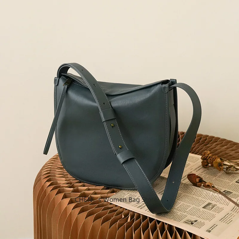 

Genuine Leather Women's Bag 2025 New Solid Color Simple Soft Cowhide Handmade Shoulder Crossbody Bags