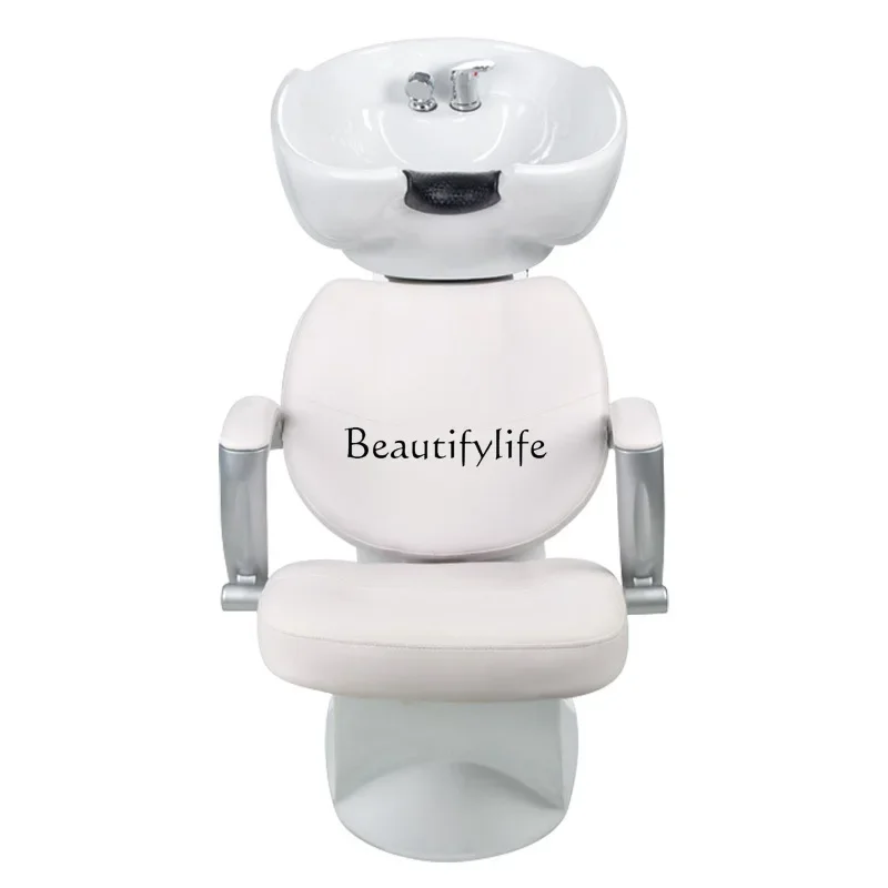 06Sitting Shampoo Chair for Hair Salon Beauty Ceramic Plate Simple Flushing Bed