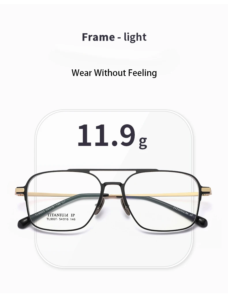 Leichte reine Titan rahmen Retro Polygon Brille Pilot Ultra Doppelbrücke maßge schneiderte optische verschreibung pflicht ige Brillen Mann – Detail 3