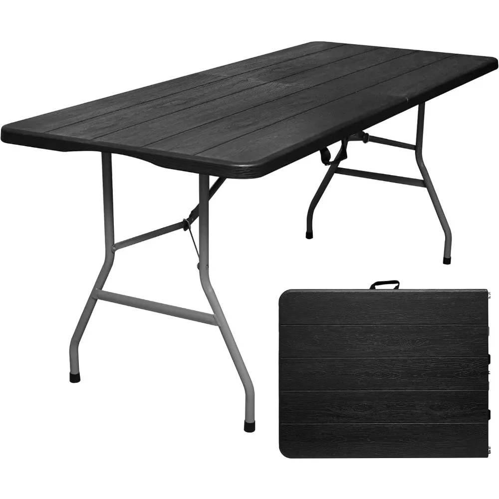 

Folding Table 6ft Portable Heavy Duty Plastic Fold-in-Half 6 Foot Foldable Table Utility Dining Table Indoor Outdoor for Camping