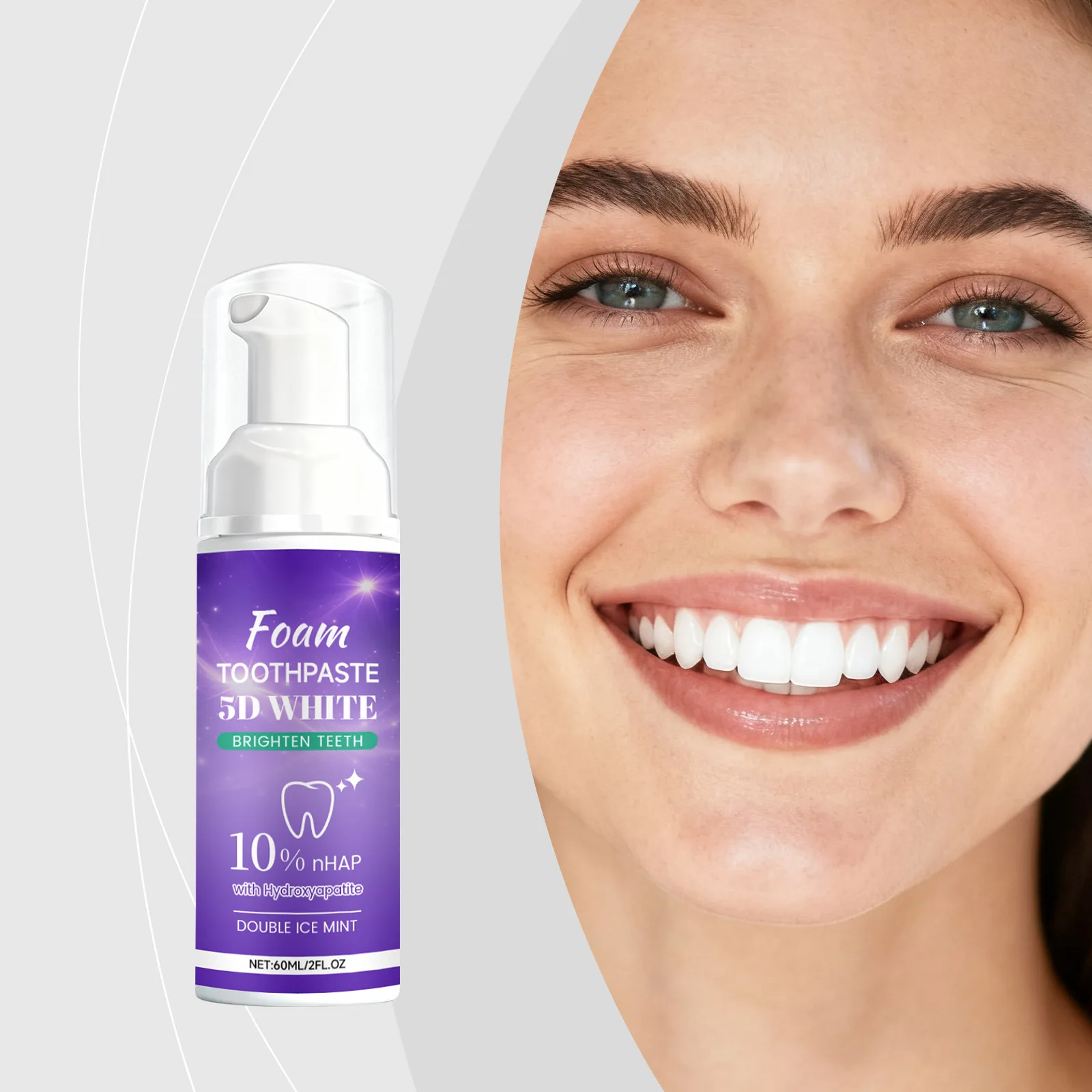 5D White Foam Toothpaste Mousse Foam Teeth Whitening Brightening Stain Removal Fresh Breath Mint Gentle Daily Oral Hygiene Care