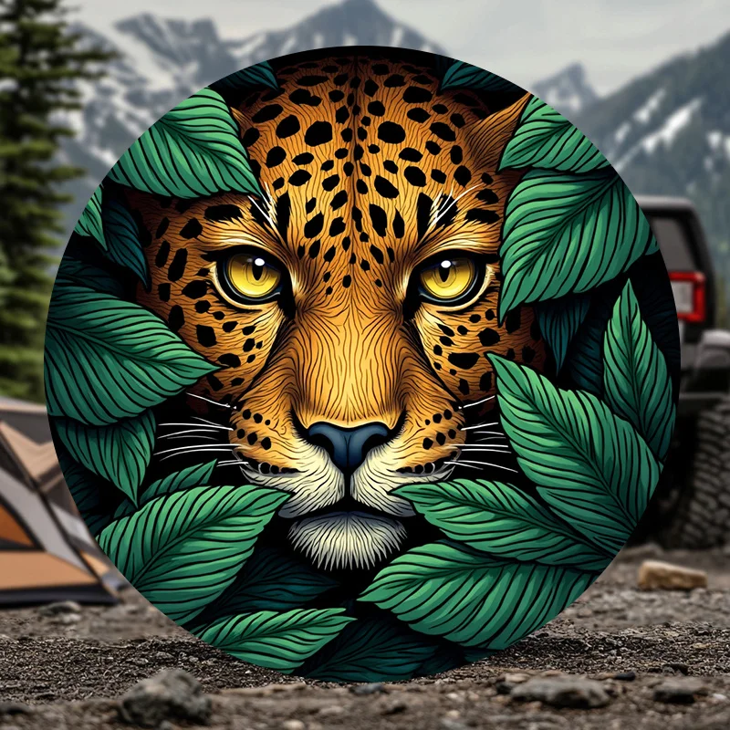 1pc Of Car Spare Tire Cover, Featuring A Wild Jungle Leopard Print Design With A Fierce Beast Eye Pattern, Suitable For Various