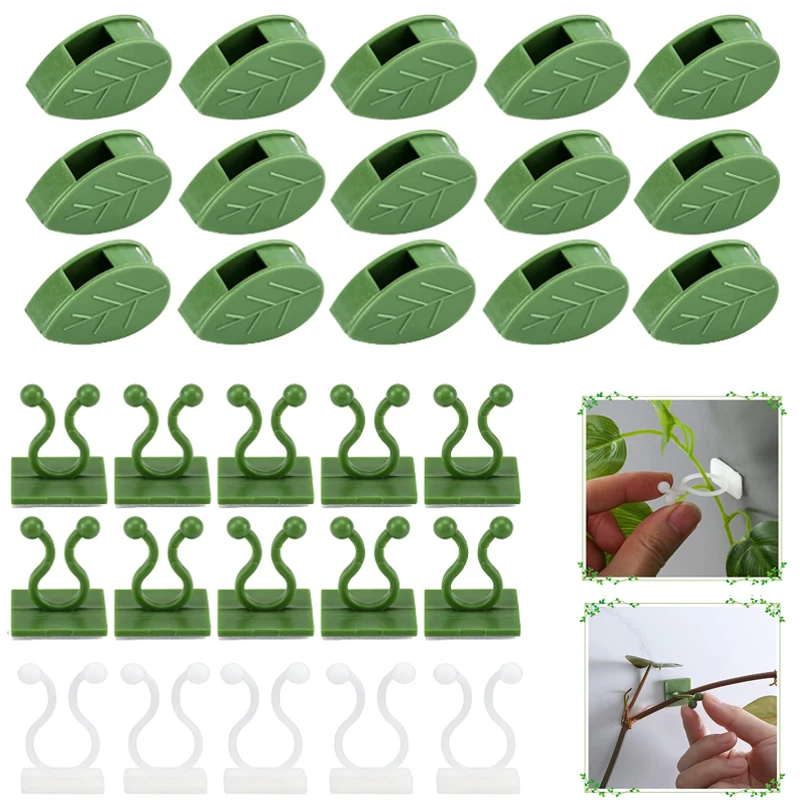 10-50Pcs Plant Climbing Wall Fixture Clips Acrylic Sticker Self-Adhesive Hook Plant Vine Traction Holder Indoor Outdoor Decor