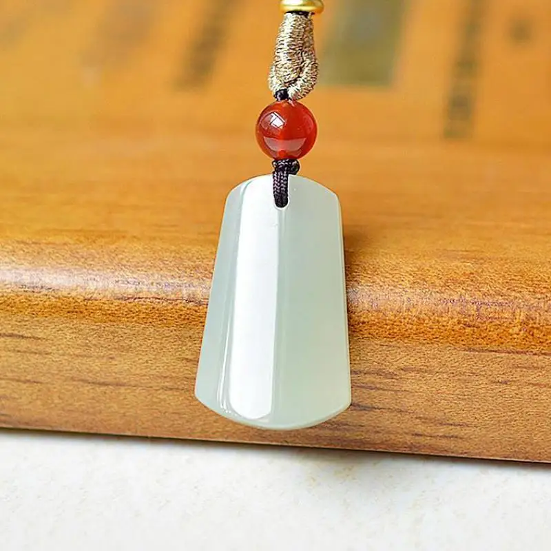 16*26mm Genuine China Nephrite Stone Certified Jade Blank Pendant Necklace Women Chinese Natural Hetian Jade Lucky Charm Amulet