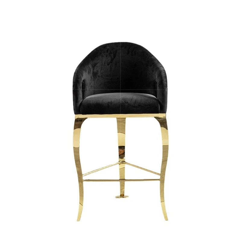 

Light Luxury Bar Chair High Jewelry Bar Chair High Backrest Bar Stool Gold Stainless Steel Luxury High Foot Stool