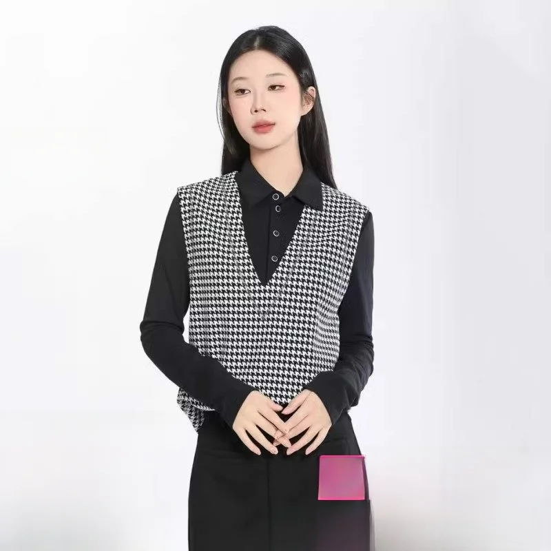 

Жилет в клетку с V-образным вырезом, верхняя одежда, весна-осень 2026, женский модный универсальный жилет-кимоно на пуговицах, повседневный, из тонкого материала, модель 30066