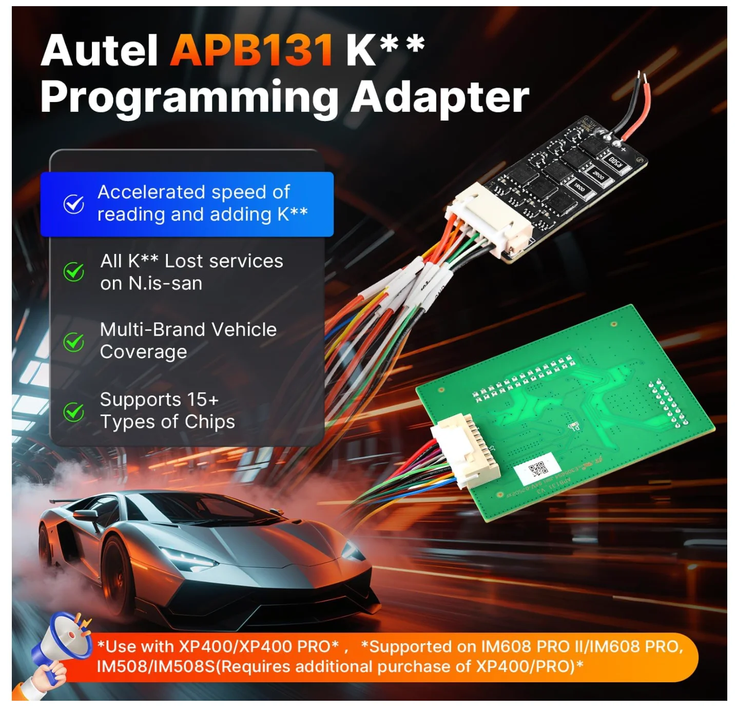Autel MaxiIM APB131 K-Series Programming Adapter for VW MQB, Audi BCM2, Ford, Nissan – Read & Add Keys, Works with IM608 PRO