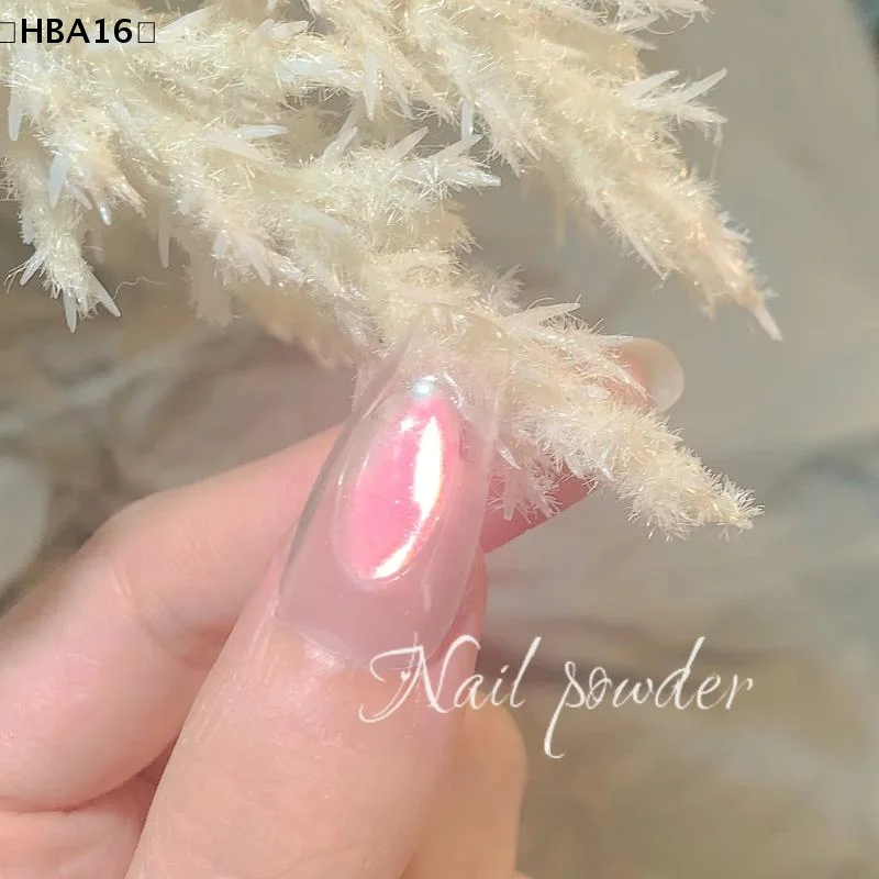 〔HBA16〕Nail Glitter Aurora Ice Transparent Laser Rainbow Mirror Gel Pigment Powder Chrome Nail Charm Gel Polish Art Supplies