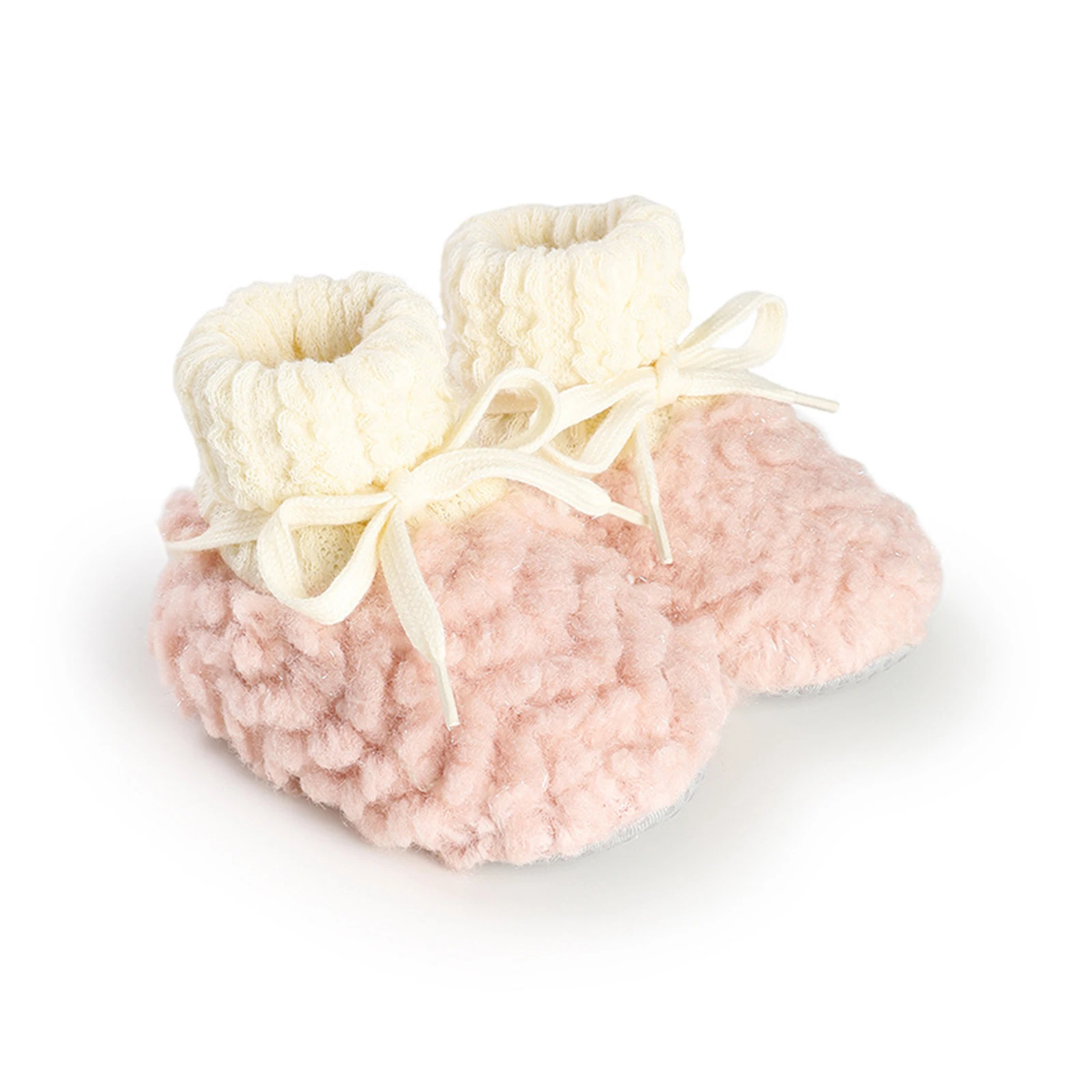 

Newborn Baby Winter Crib Shoes, Warm Plush Patchwork Soft Sole Non-Slip First Walking Shoes Flats Infant Shoes for Girls Boys