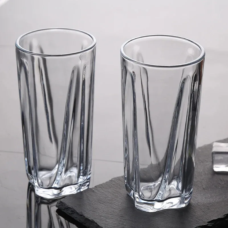 TOPLIVING 280ml Classic Transparent Fruit Juice Milk Cold Drink Cups 2pcs Set Thick Bottom Cocktail Glass Beer Long Island Iced 