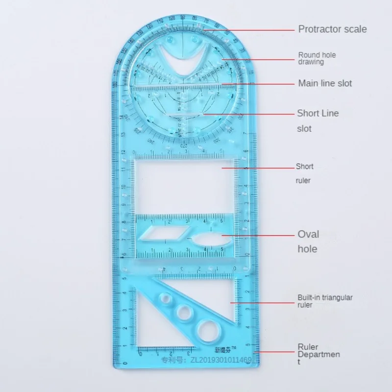 Kids Geometric Ruler Geometric Drawing Measuring Tool for School Student Office Architecture Measuring Ruler Drafting Supplies