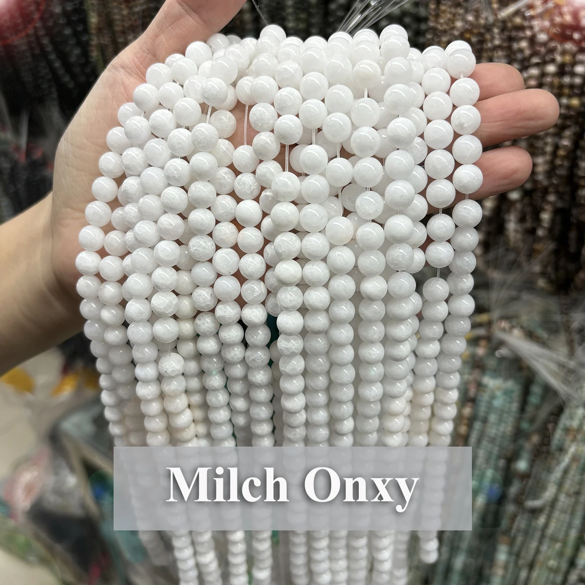 Natural Milky Onyx Gemstone Beads Loose 4 6 8 10mm Round Stone Beads Making DIY Bracelet Necklace Supplies Jewelry Accessories