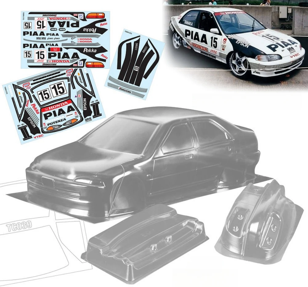 Scale 1/10 Honda EG9 JTCC Lexan body sets for RC Drift Chassis 255mm-260mm Wheelbase Tamiya TT01 TT02 Kyosho fazer mk2 Yokomo