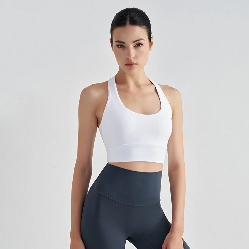 SOISOU Nylon Yoga Backless Crop Top Bra For Women Gym Sport U Neck Bra Chest Pad Removable Elastic Tight Breathable Top Women image 3