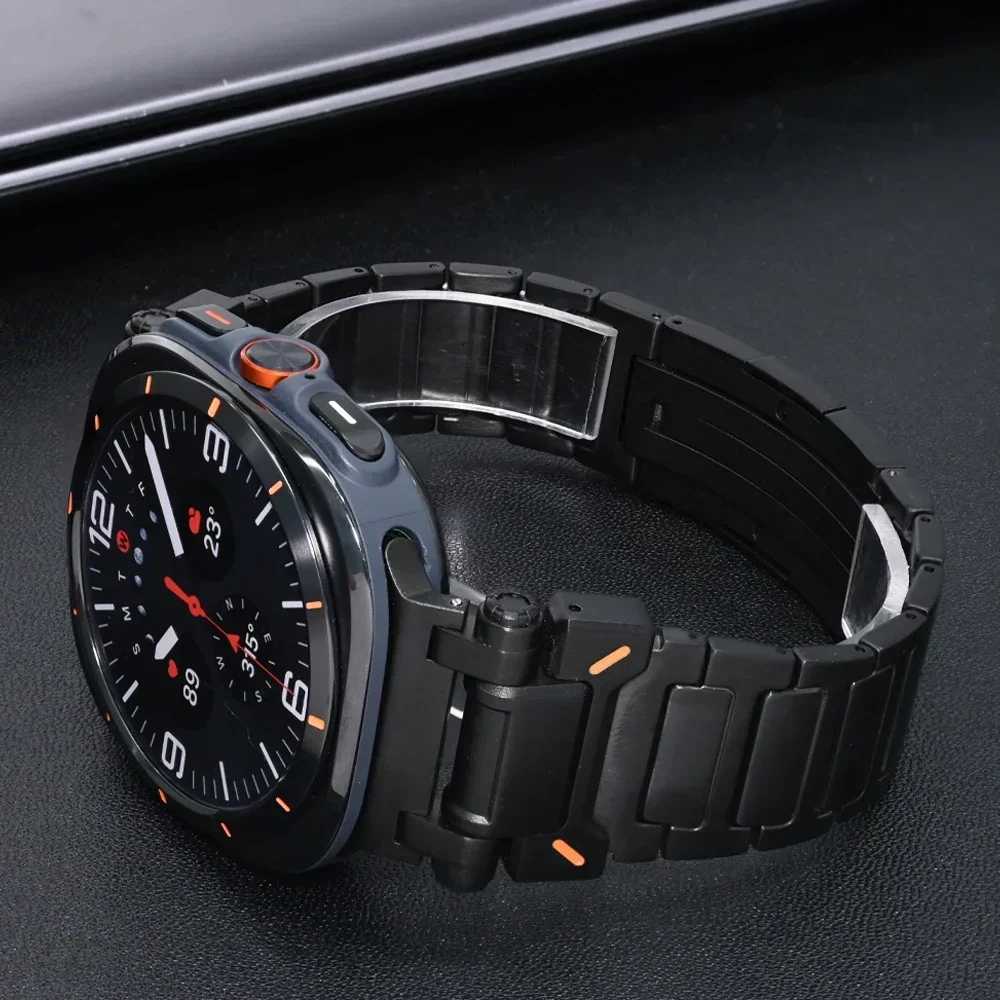 

Mecha Style Titanium Strap for Samsung Galaxy Ultra Watch 47mm Luxury Men Band for Galaxy 47mm Ultra No Gaps Curved End Bracelet