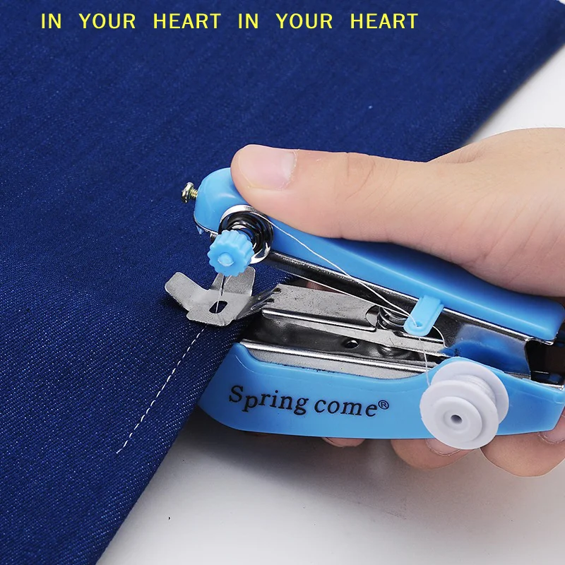 【X】Random Color Mini Sewing Machines Needlework Cordless Hand-Held Clothes Useful Portable Sewing Machines Handwork Tools