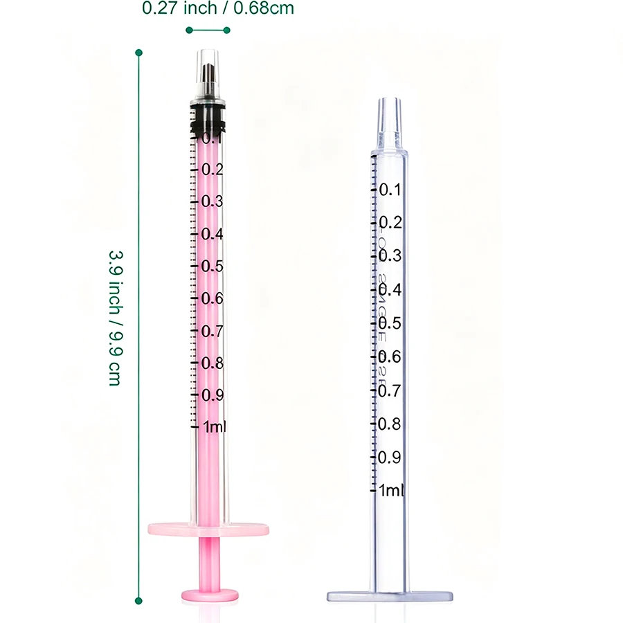 5/10/30/50/100 Stück 1ml Rosa Nadelfreie Kunststoffspritze Großpackung - Für die orale Verabreichung an Haustiere, Flüssigkeitstransfer im Labor und Klebstoff-Öl-Dosierung – Detail 5