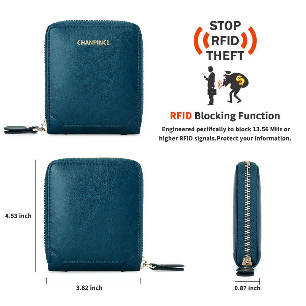 【Genuine Cow Leather】CHANPINCL Women's Short Luxury Wallet Coin Pocket Zipper Multi-Functional Original Leather Fashion