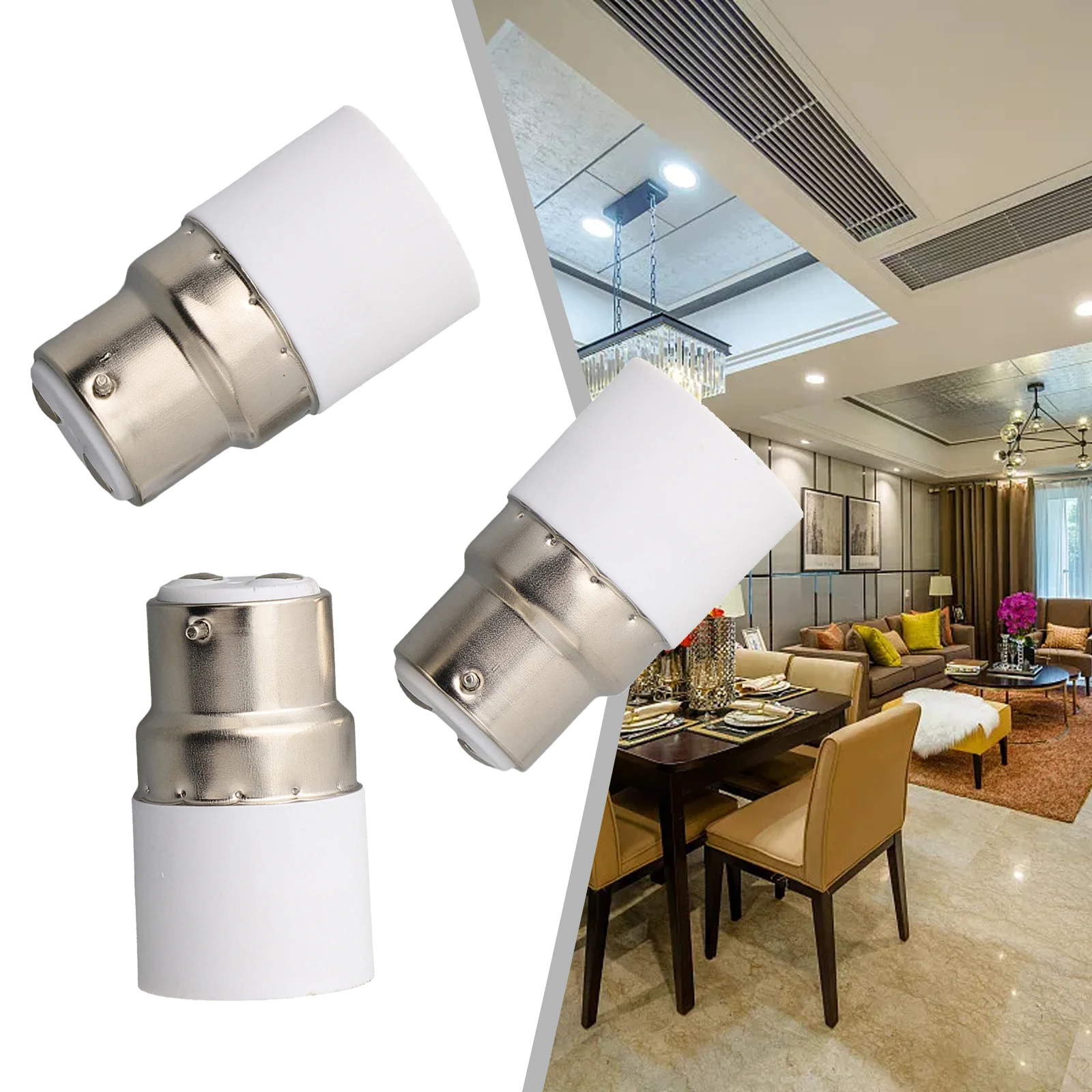 1 Set Light Bulb Adapter 3pcs Adapter Light Cap White Bayonet Converter Edison Screw Gadget Heavy Duty Home DIY