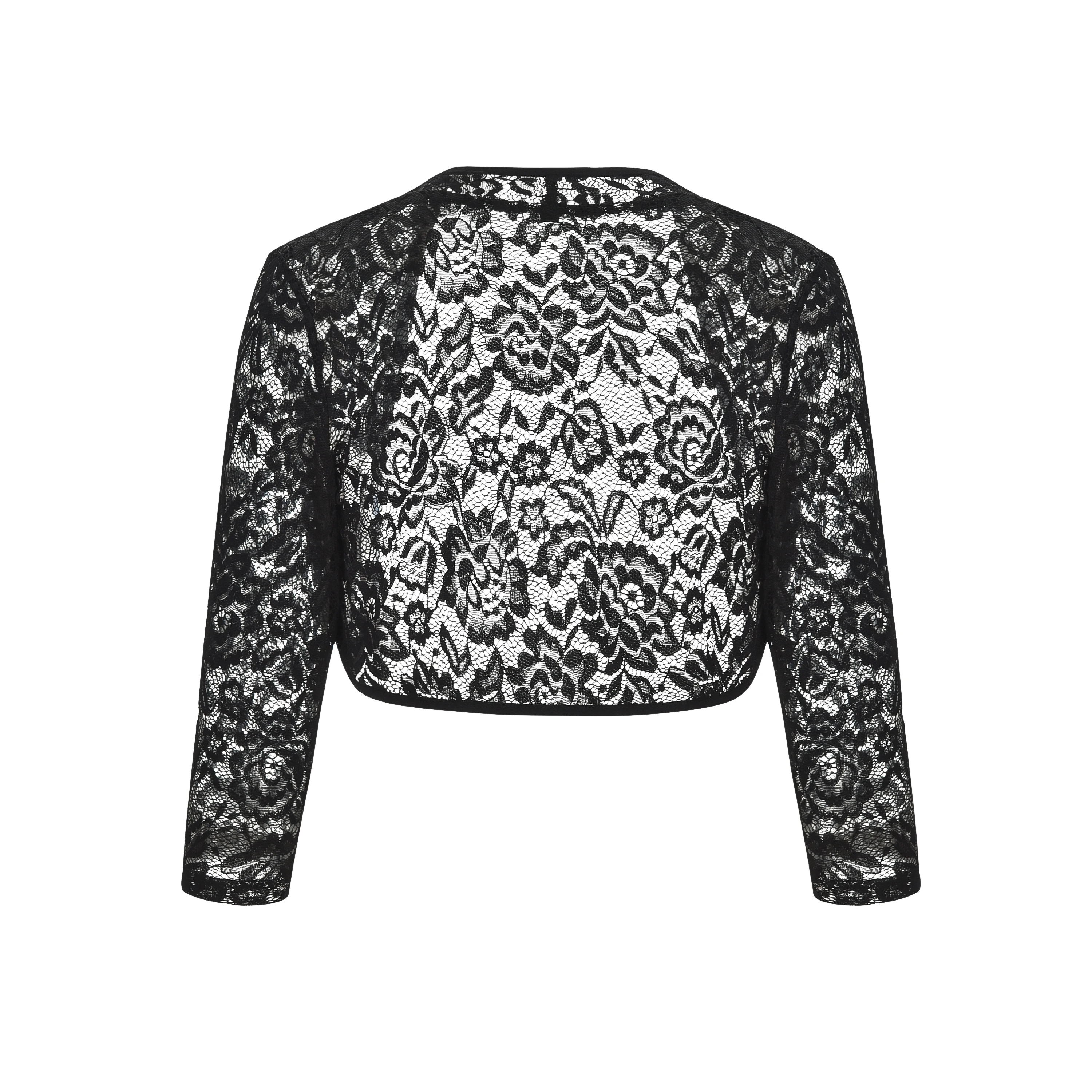 Floral Lace Elegant Ladies Cropped Long Sleeve Shrug Womens Four Seasons Party Fashion Bolero Jacket Cardigan Outwear Top