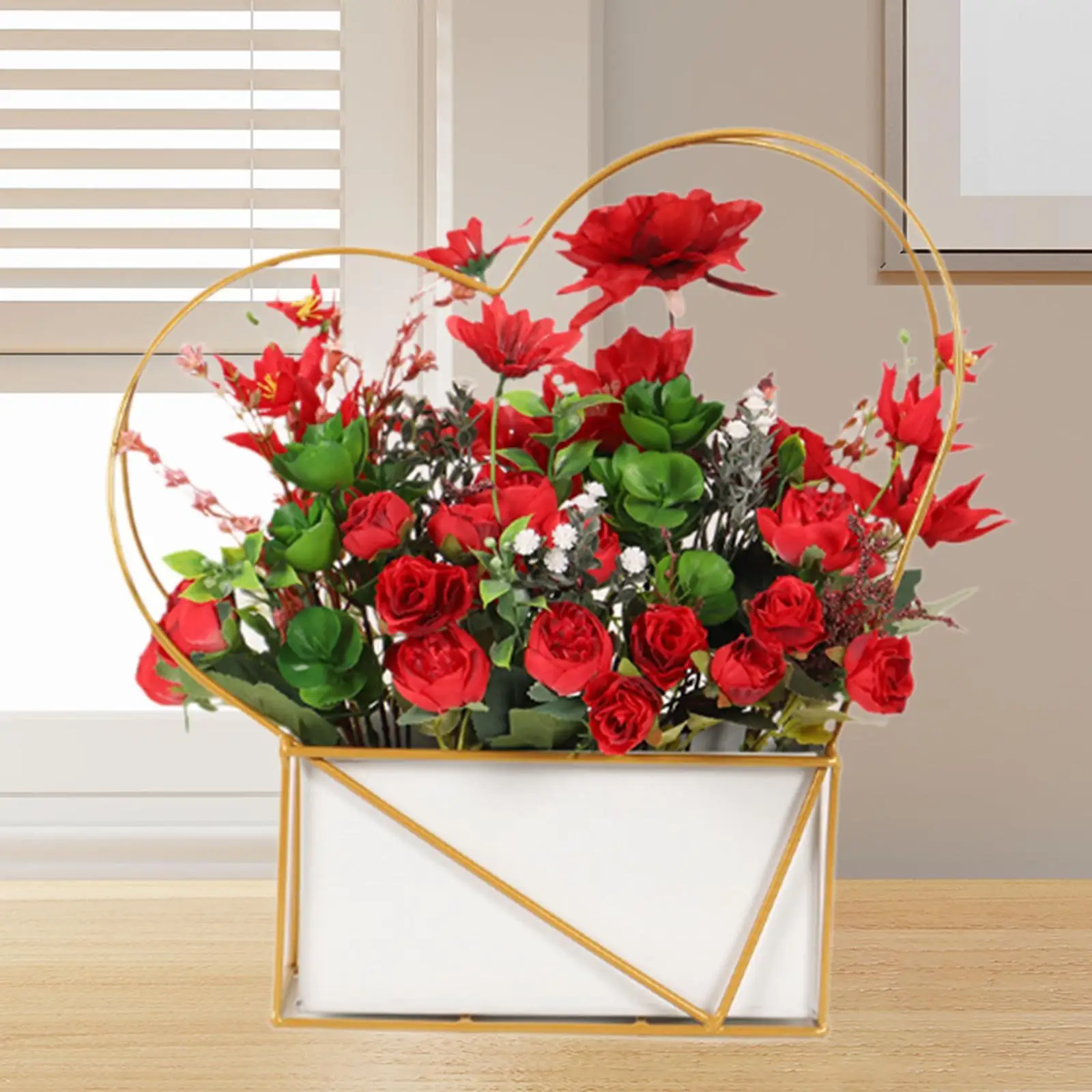 

Artificial Rose Flowers Basket for Valentines Day Gift Table Anniversary