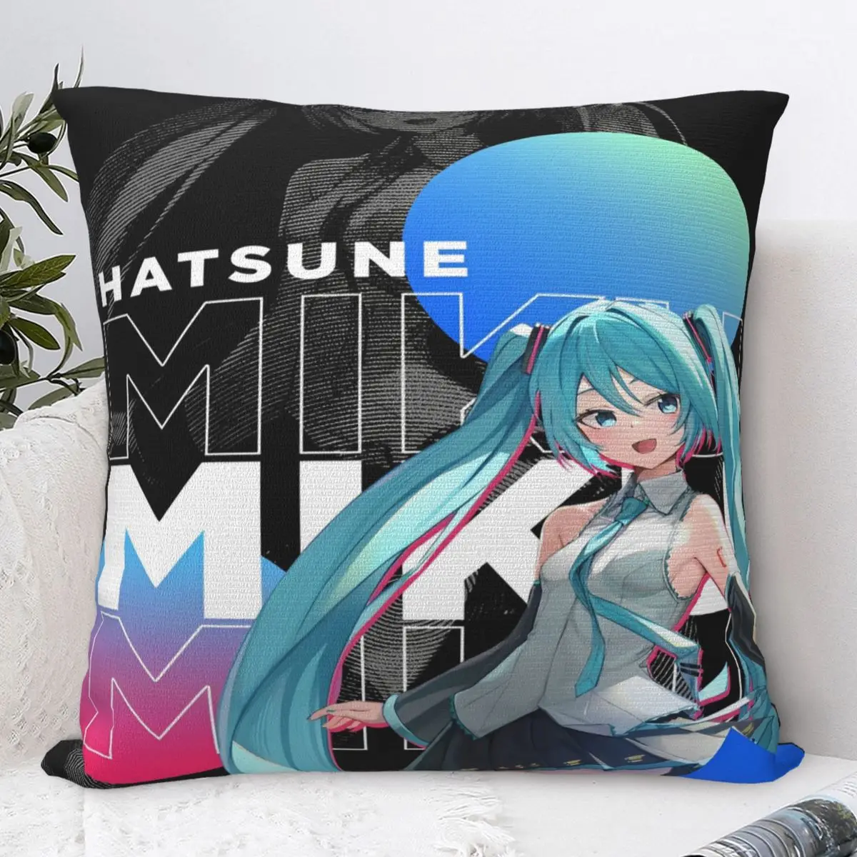 Hatsune Miku cantante música Anime funda de almohada con estampado funda de cojín fundas de almohada nuevo estilo decoraciones para sillas cuadradas de varios tamaños