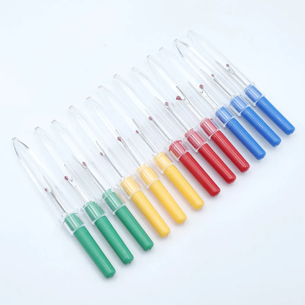 4 Pcs Stitch Remover With Plastic Handle Craft Thread Cutter Cross Seam Ripper Pointed Thread Remover DIY Needlework Sewing Tool