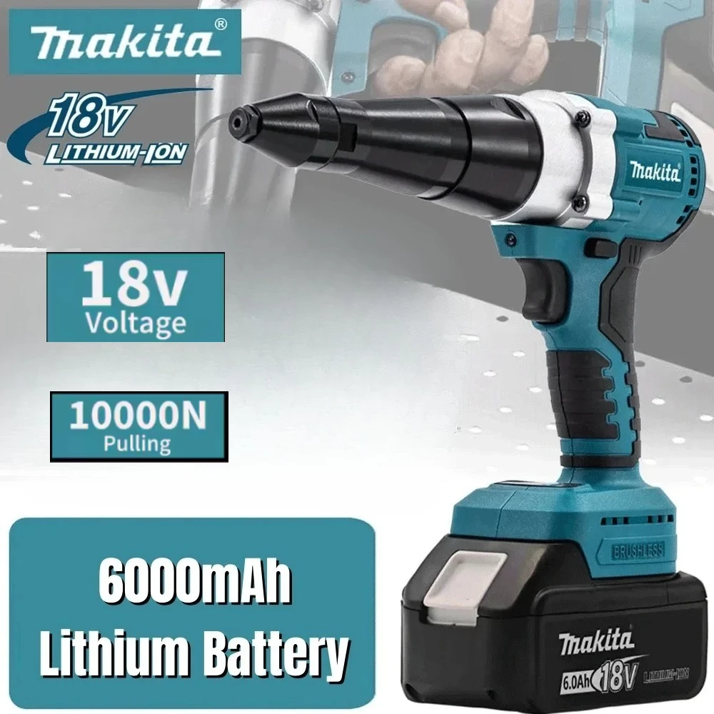 

Makita For 18V Battery Brushless Electric Rivet Gun LED Cordless Rivet Nut Gun Automatic Riveting Tool