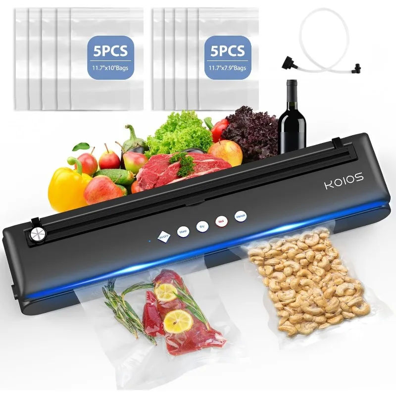 

KOIOS Vacuum Sealer Machine, Automatic Food Sealer with Cutter, Dry & Moist Modes, Compact Design Powerful Suction Air Sealing