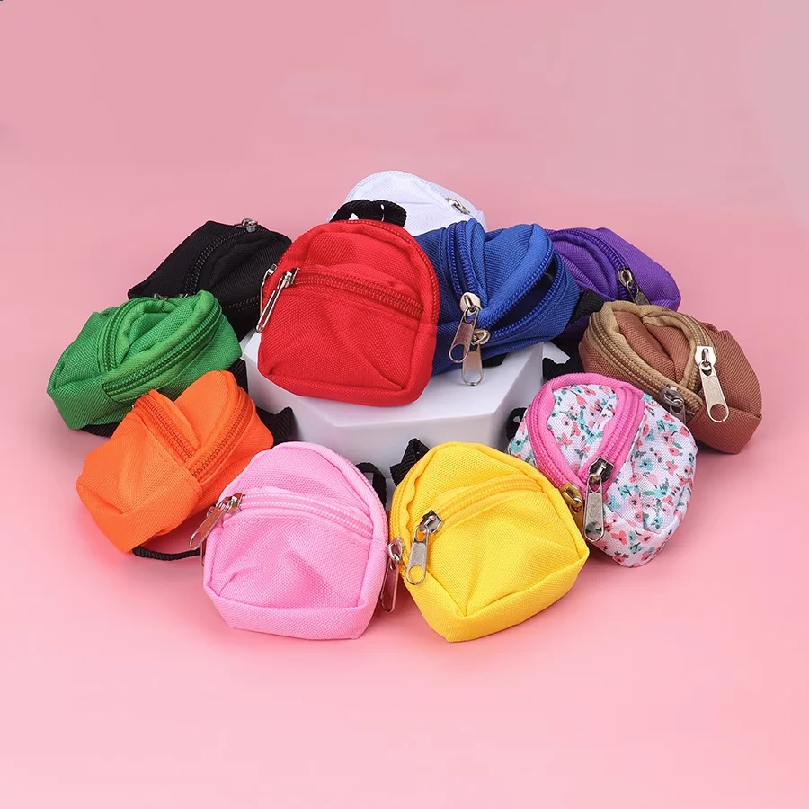 Mini Micro zainetto portachiavi ornamento di scena cerniera apribile portamonete accessori zaino per bambole per bambini regalo di compleanno per ragazze