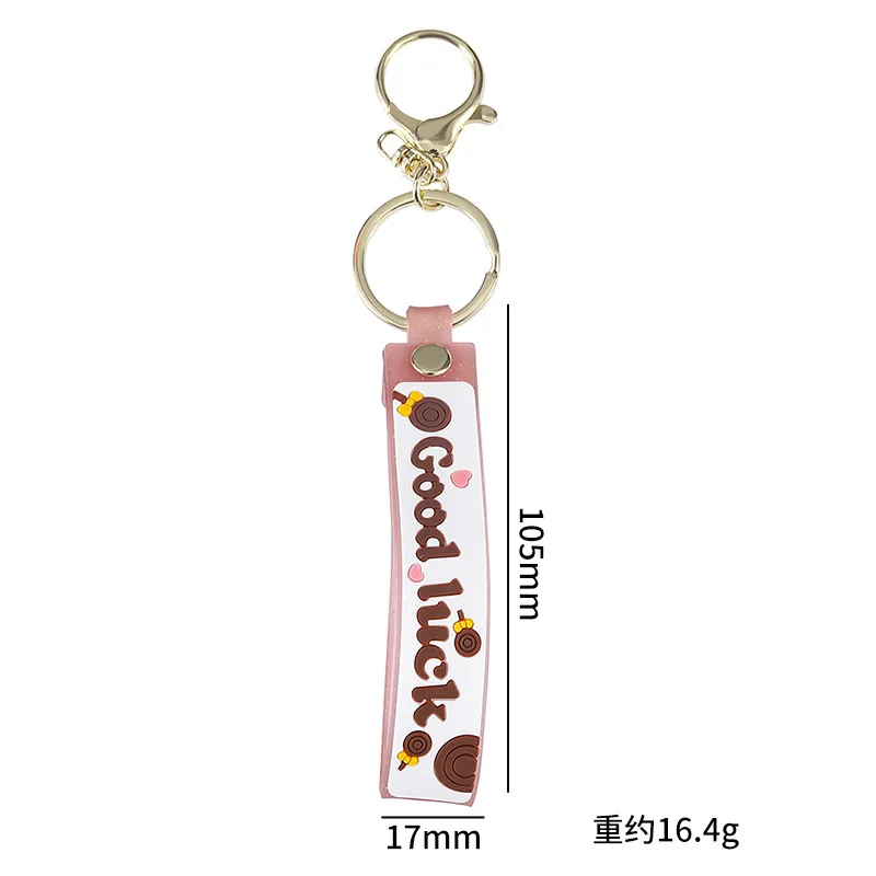 miniso Pink translucent lollipop leather rope keychain pendant, cartoon oiled accessory, key chain ring bracelet