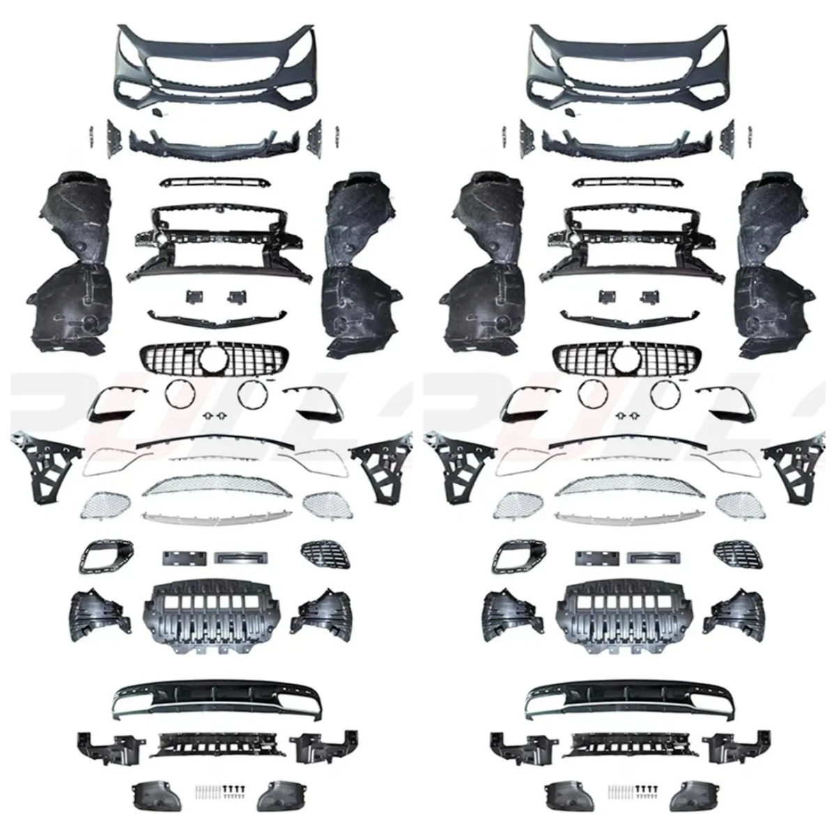 Auto Body System Modified Front Bumper Grille Rear Diffuser Exhaust Pipes for S Coupe C217 Change to S63 S65 Style