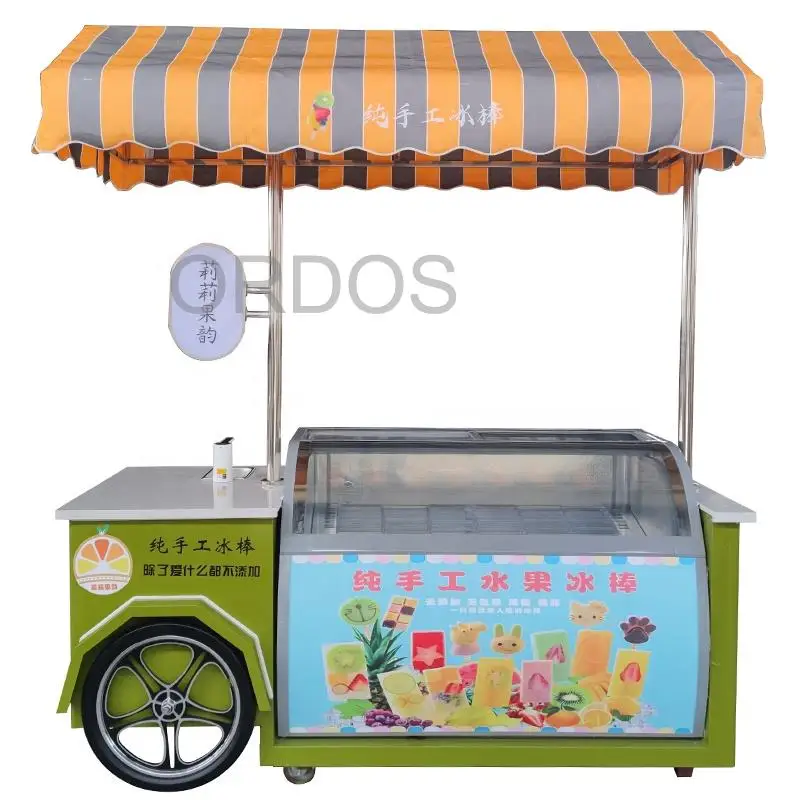 

Hot Sale Street Application Italian Gelato Hard Ice Cream Cart Display Case Outdoor Cart For Retail Store