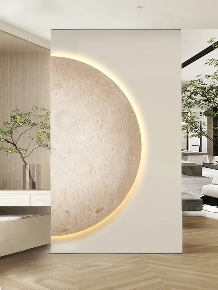 Remote Control Dimming Wall Painting Lamp Creative Minimalist Living Room Background Wall Decor LED Moon Painting Wall Lights
