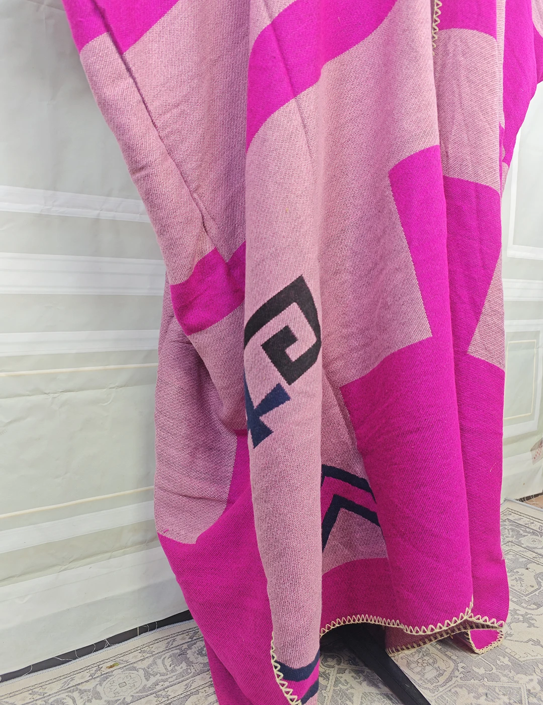 冬らしい可愛らしいピンクのオープンフロントフード付きカーディガン着物、アフリカ女性向けプラスサイズプリント入り暖かいムスリムロングポンチョ、アウトフィットに