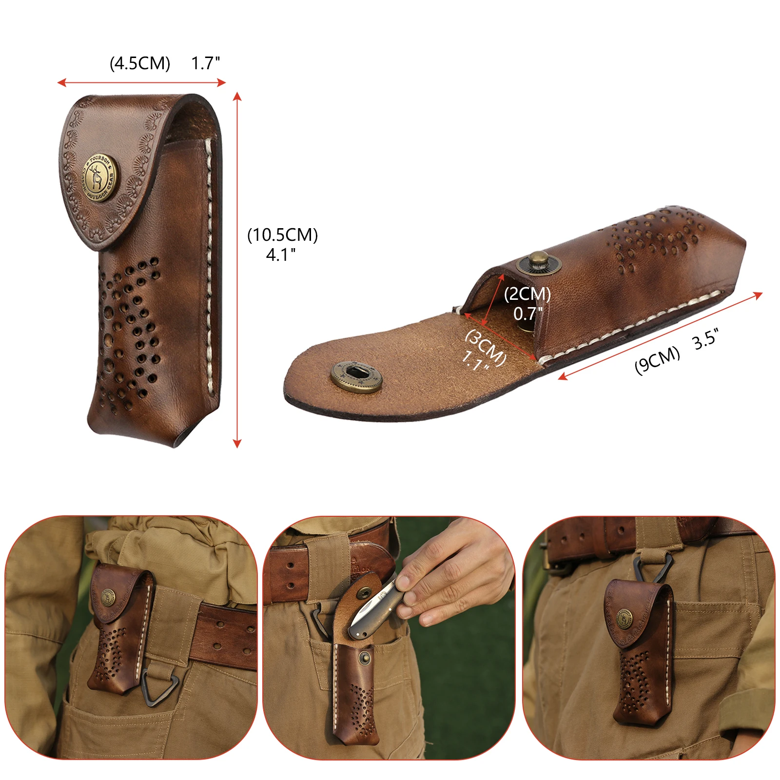 Tourbon-Funda de cuero para Cuchillo de 4,1 \