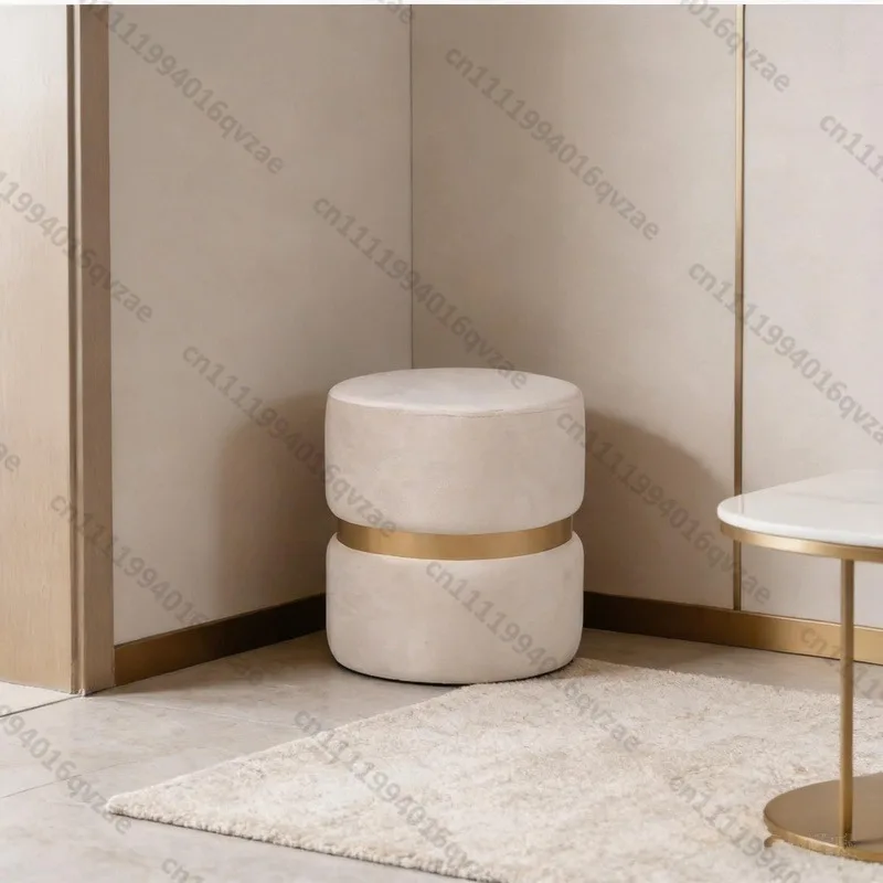 Customizable Modern Velvet Foot Stool Furniture Fabric Cushion Stool with Gold Decorative Velvet Stool