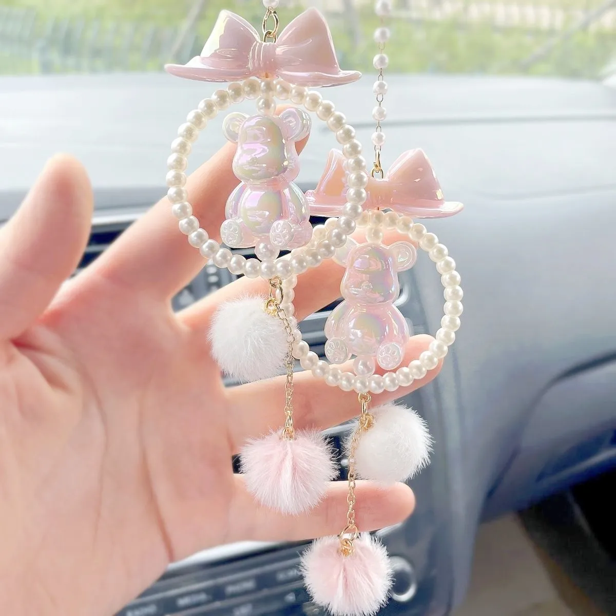 

New Bear Car Charm Pendant Car Hanging Decoration Interior Rearview Mirror Charm Car Interior Decorations Car Accessories